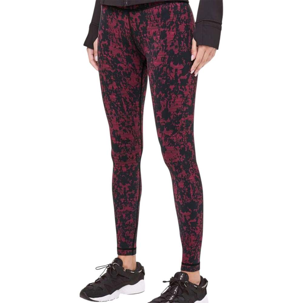 Lululemon Wunder Under Hi-Rise Tight 28" Scatter Blossom Jacquard Garnet Black 6
